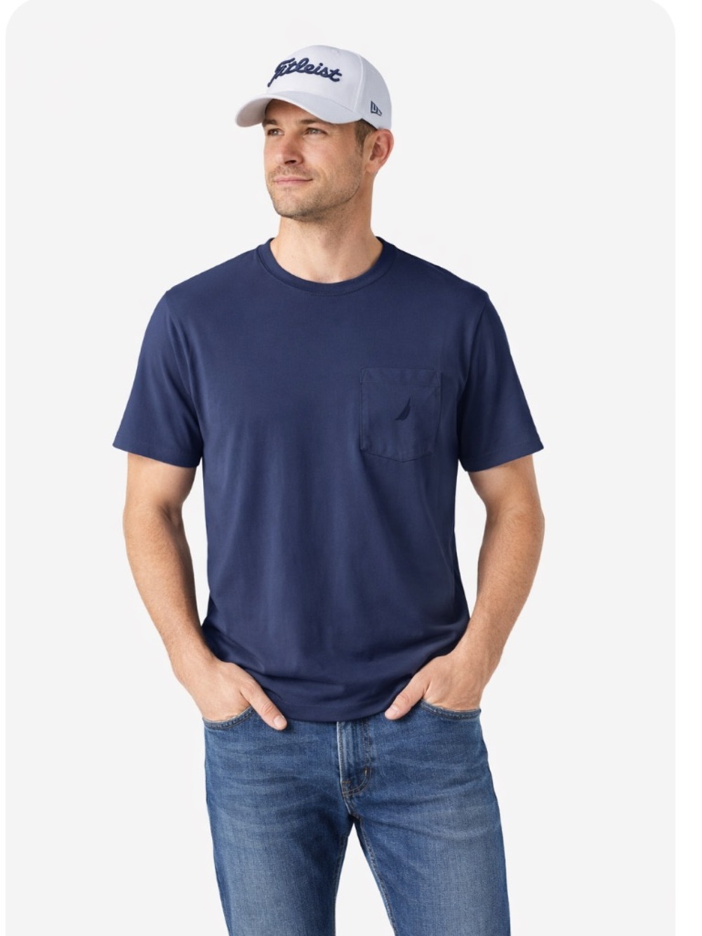 Nautica Men’s Blue Crew Neck Pocket T-Shirt Slim Fit Short Sleeve Tee Size XL